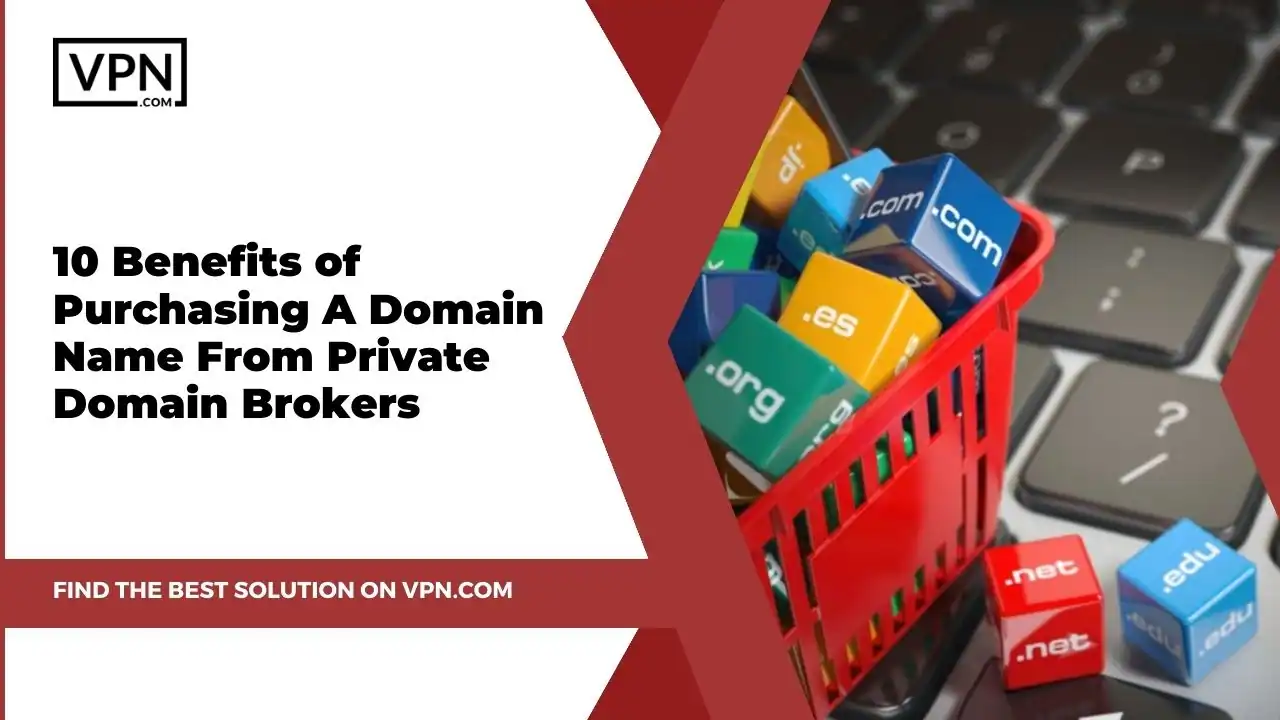 The Image text shows 10 Benefits of Purchasing A Domain Name From Private Domain Brokers