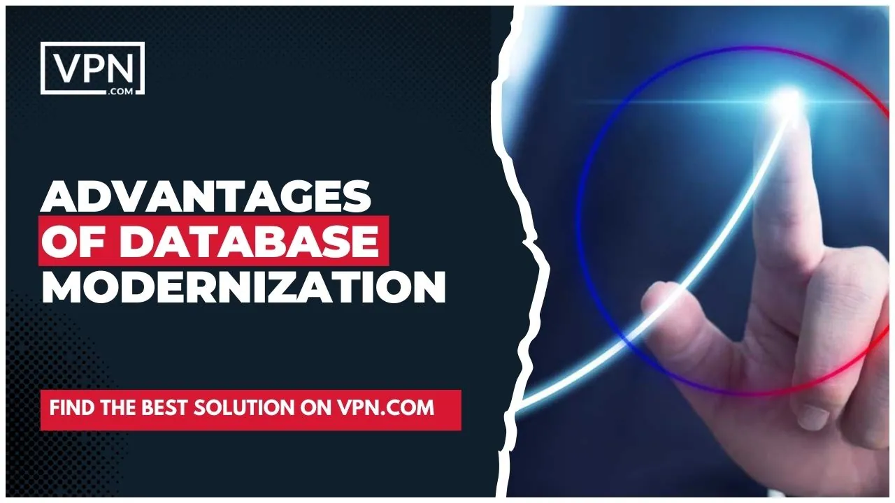 The image text says, "Advantages of Database modernization"