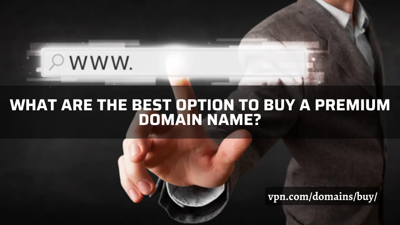 The text in the image says, what are the best option to buy a premium domain name