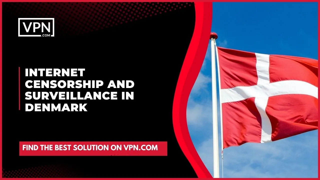 The image text says, "Internet censorship and surveillance in Denmark" and side internal image suggest Denmark flag.