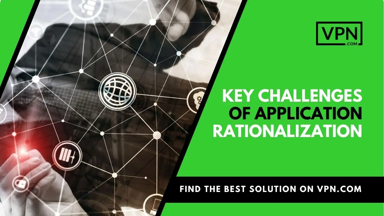 The image shows, "Key challenges of application rationalization"