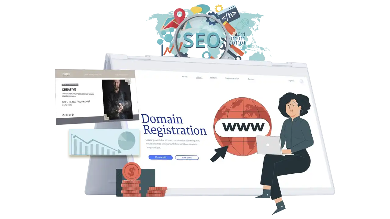 SEO and domain registration concept for buying a domain