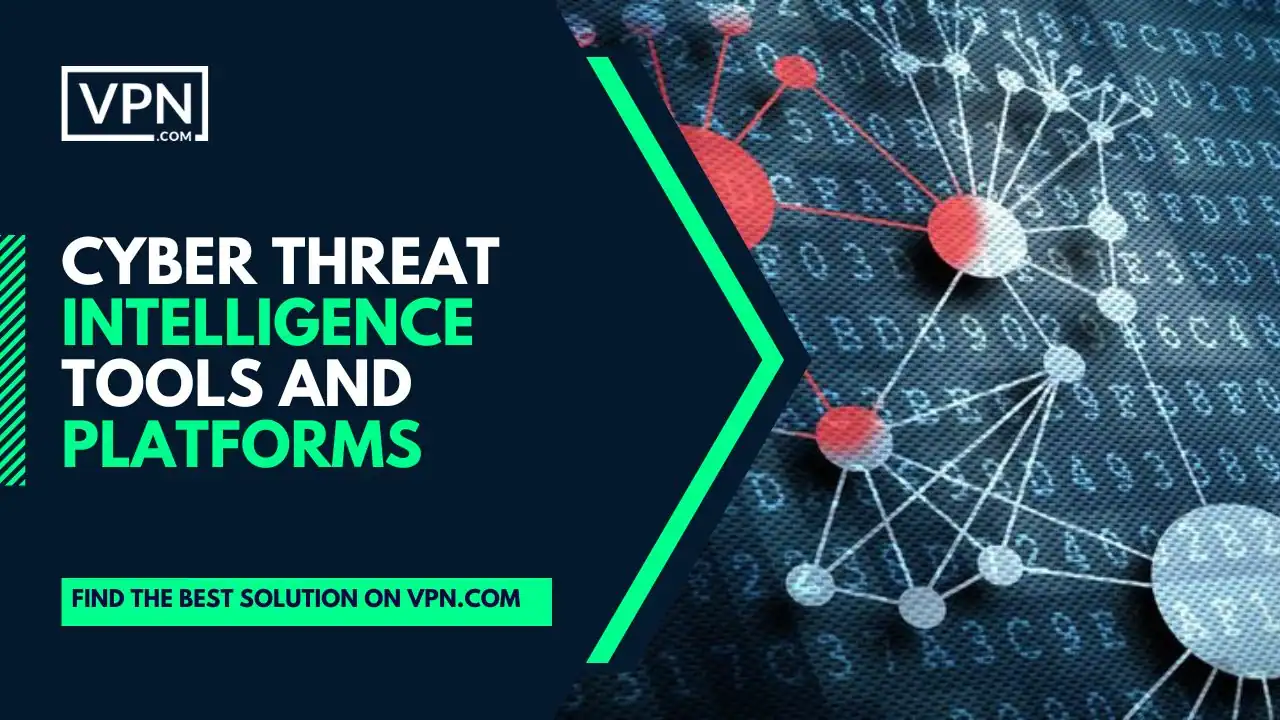 The image text suggest, "Cyber threat intelligence tools and platforms" with side internal logo shows lines connecting dots.