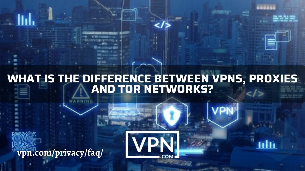 Difference in VPN for internet privacy like proxies and Tor