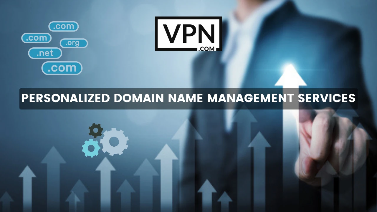 The text in the image says, get personalized domain name management services