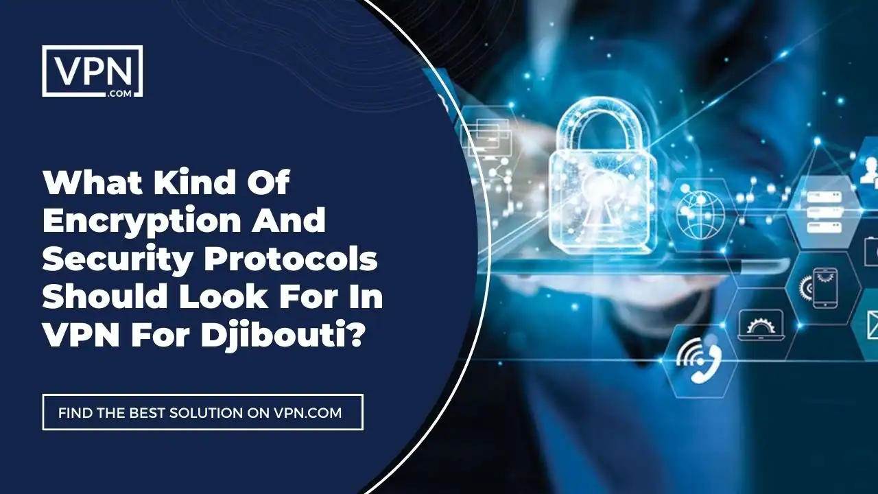 the text in the image shows What Kind Of Encryption And Security Protocols Should Look For In VPN For Djibouti