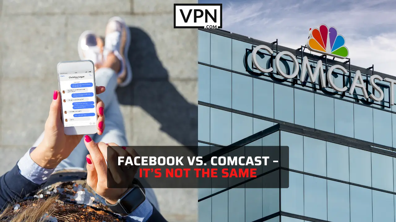 picture is comparing between facebook and comcast regarding telecom act