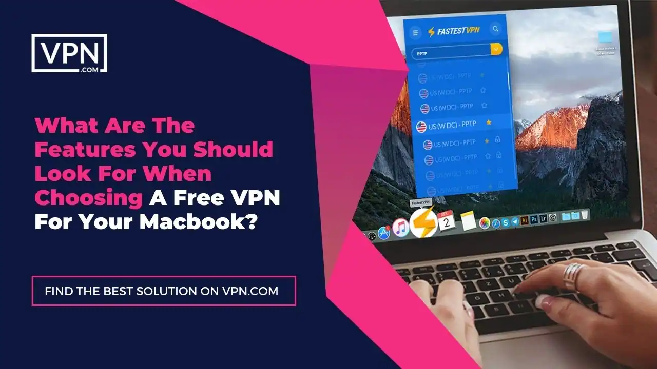 text in the image shows Features in Free VPN For Macbook