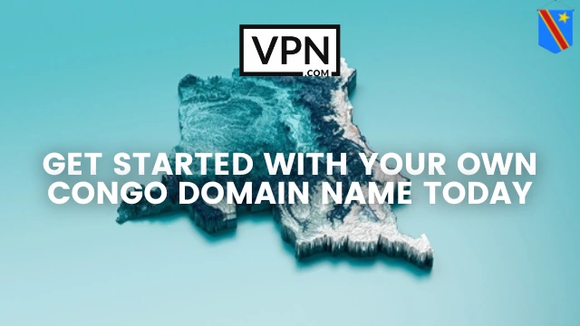 The text says, get started with your .cg domain name and background of image shows map of Congo
