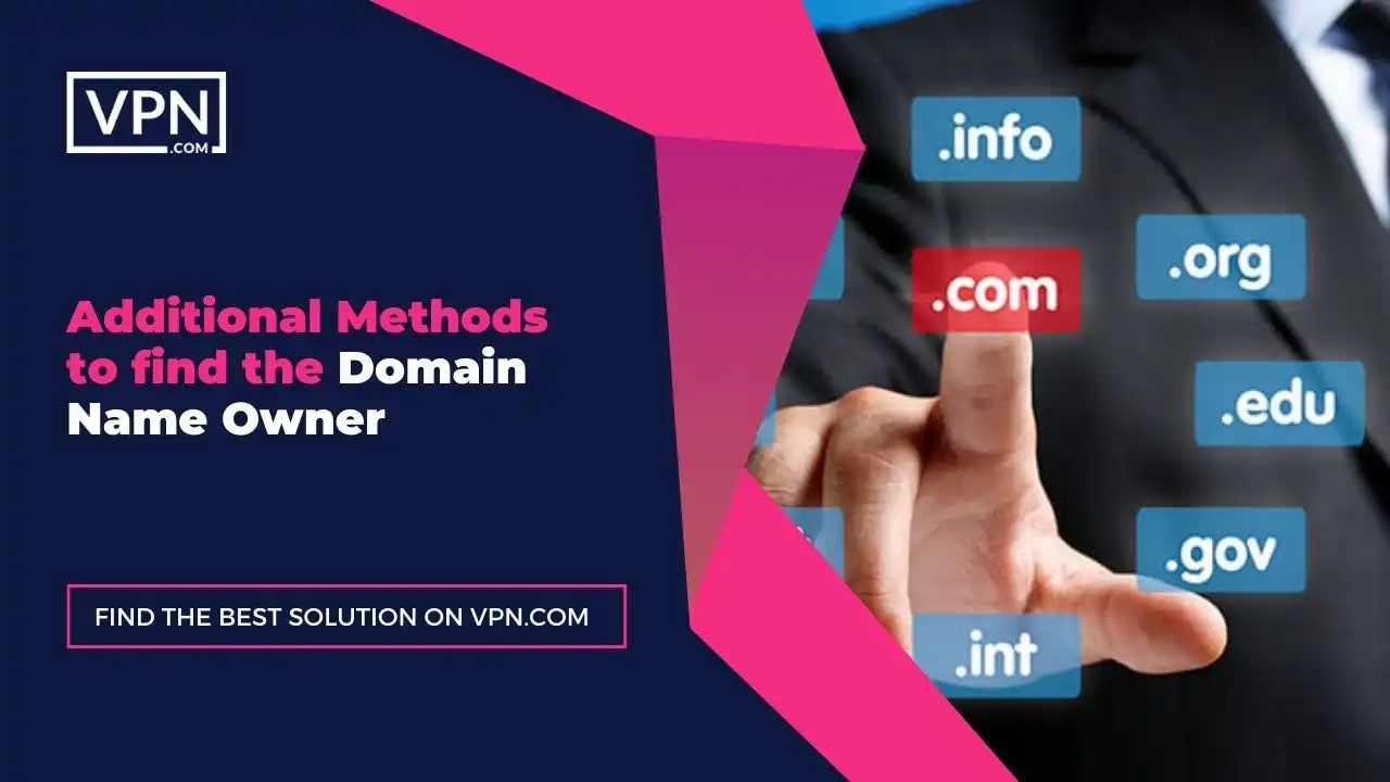 the text in the image shows Additional Methods To Find The Domain Name Owner