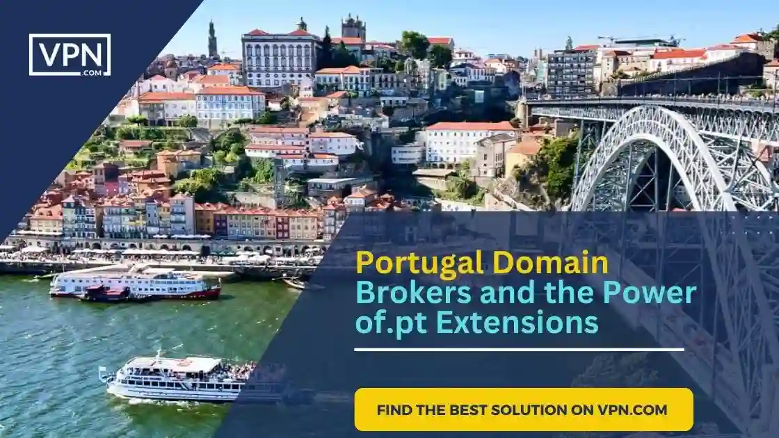 the image text shows Portugal Domain Brokers and the Power of.pt Extensions