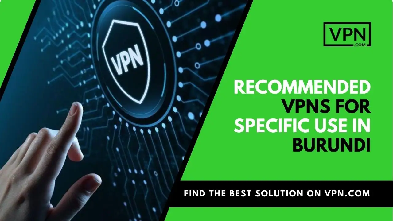Recommended VPNs For Specific Use In Burundi and the side icon image shows the VPN animation.