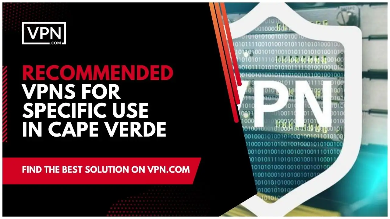 VPNs recomendadas para uso específico em Cabo Verde e o ícone lateral mostra a animação vpn