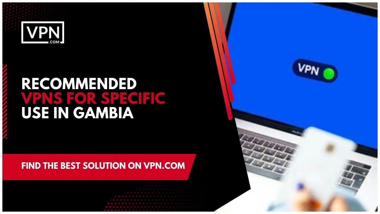 Recommended VPNs For Specific Use In Gambia and the side icon shows the VPN animation