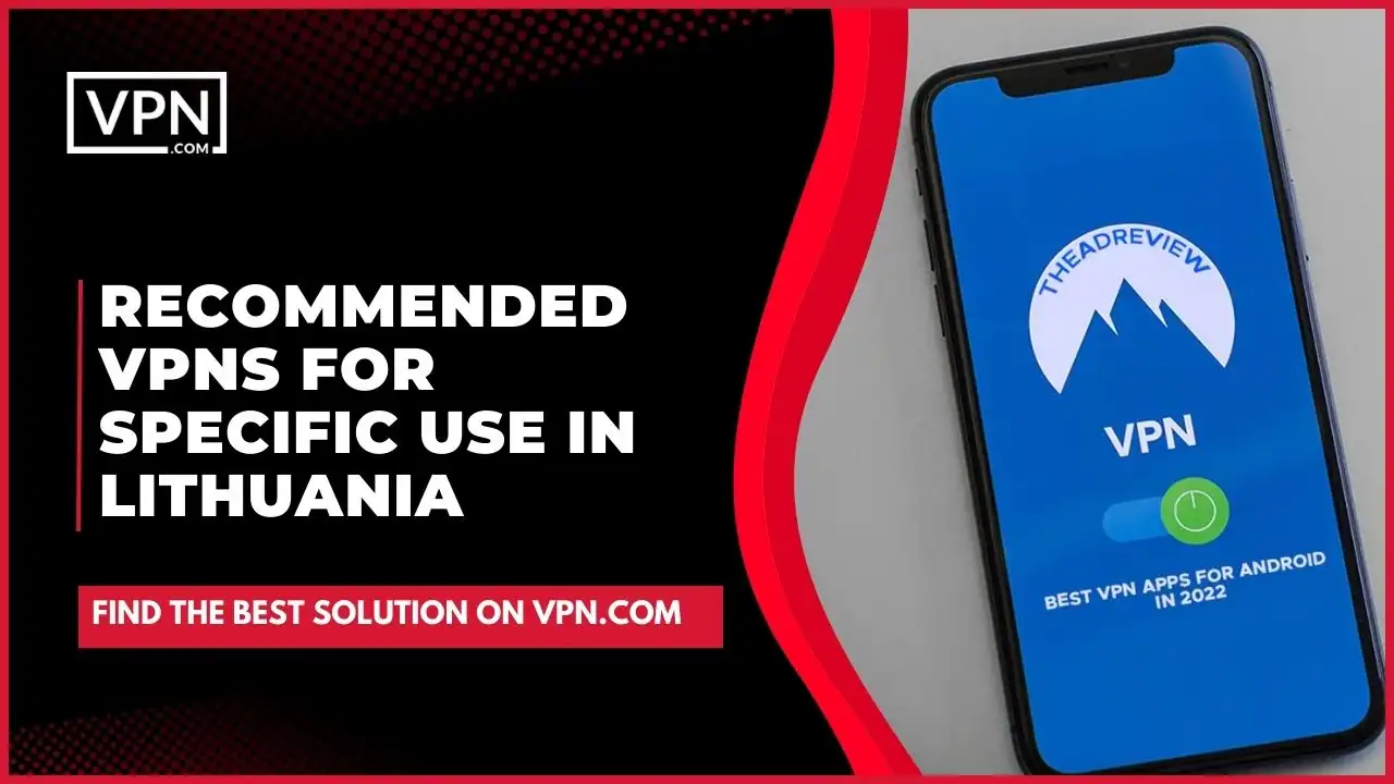 Recommended VPNs For Specific Use In Lithuania and the side icon shows the VPN animation