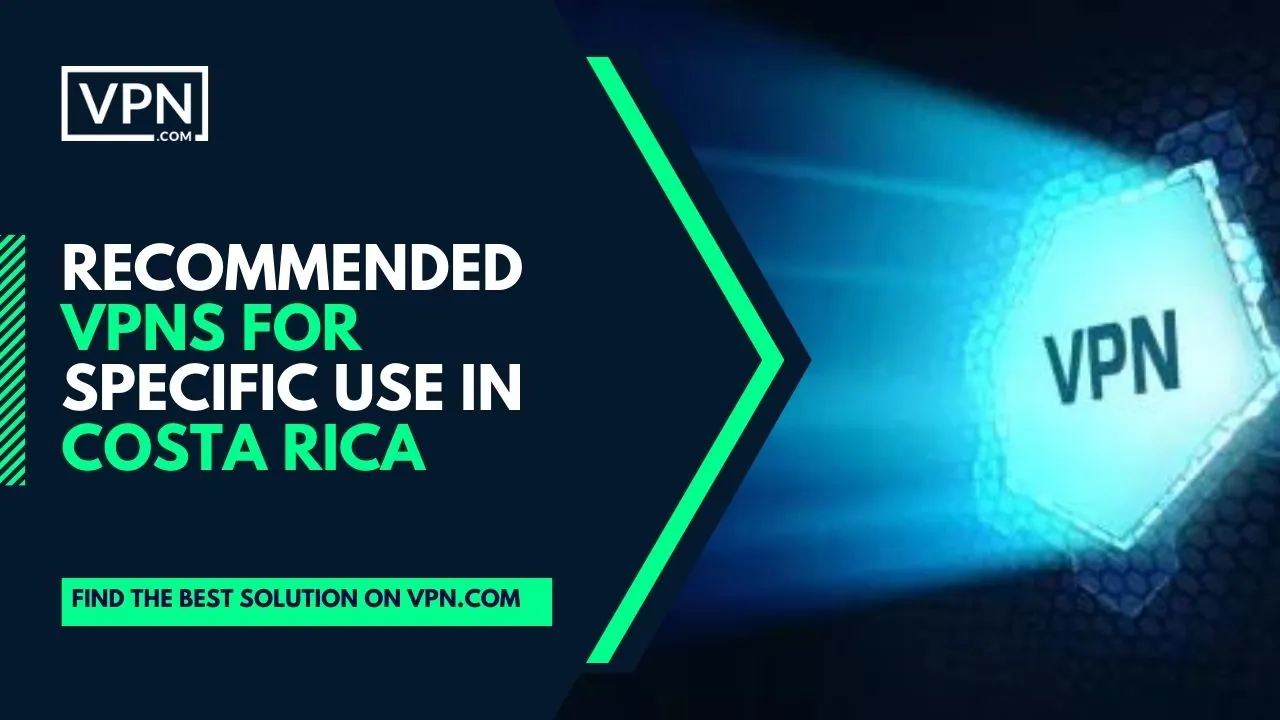 The image shows a VPN icon and the side text says, "Recommended Costa Rica VPN"