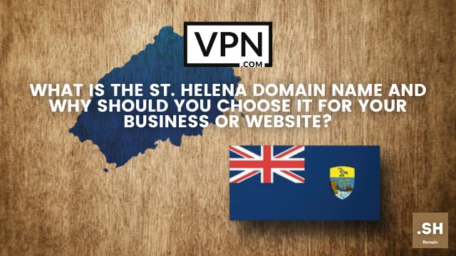 The text in the image says, what is .sh domain name and the background of image shows flag of St. Helena