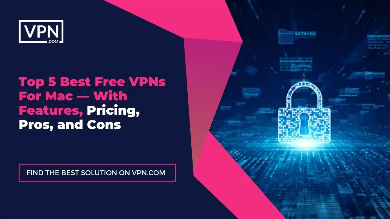 text in the image shows Top 5 Best Free VPNs For Mac