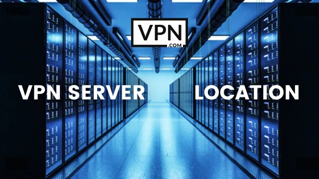 Lokasi server VPN dengan gambar latar belakang menunjukkan ruang server besar