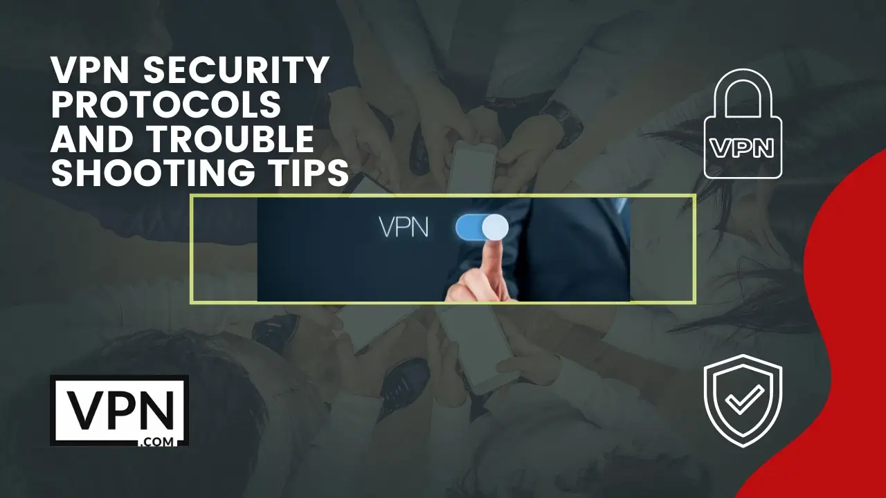 The text in the image says, VPN security protocols and troubleshooting tips