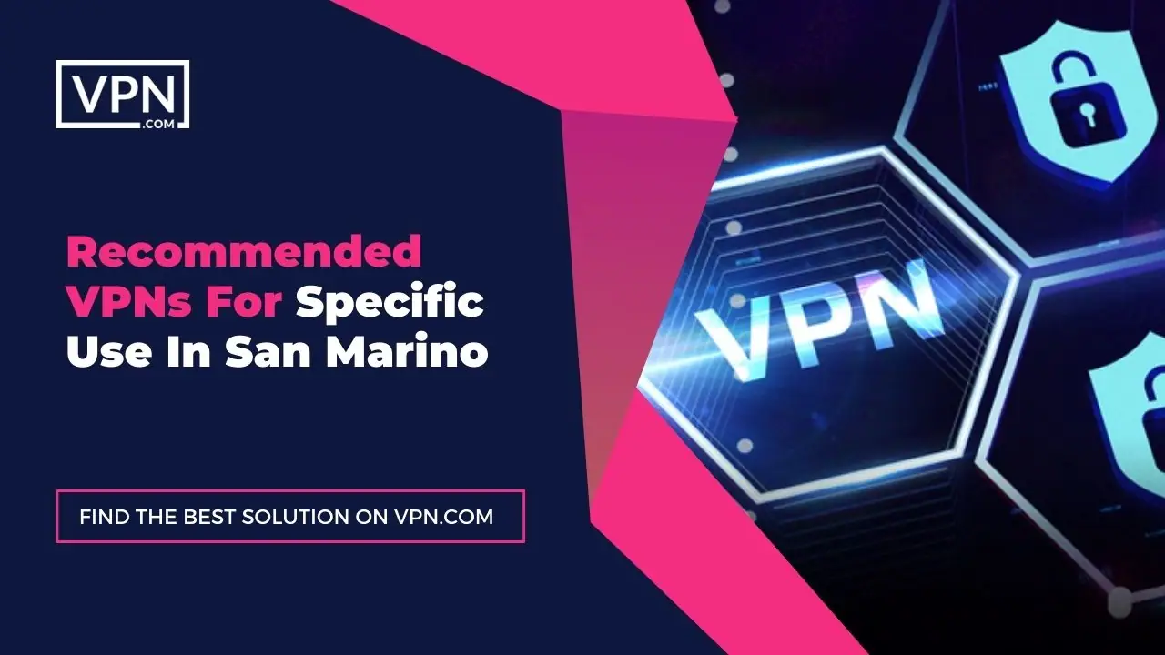 Recommended VPNs For Specific Use In San Marino and the side icon shows the VPN animation