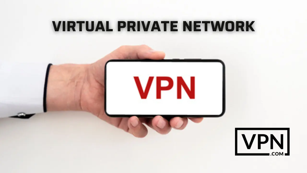 Texten säger Virtual Private Network och bilden visar de tre VPN-bokstäverna.