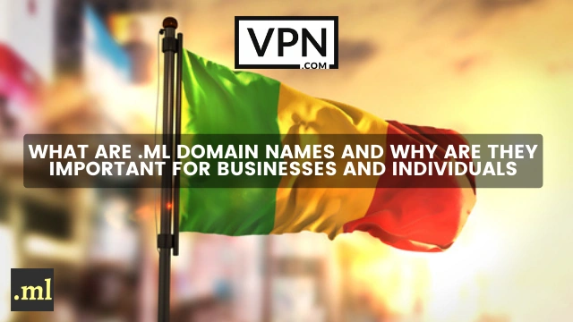 The text in the image says, what are .ml domain names and the background of the image shows the flag of Mali