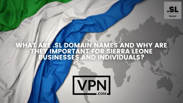 Il testo dell'immagine dice: cos'è un nome di dominio .sl e lo sfondo dell'immagine mostra la bandiera della Sierra Leone.