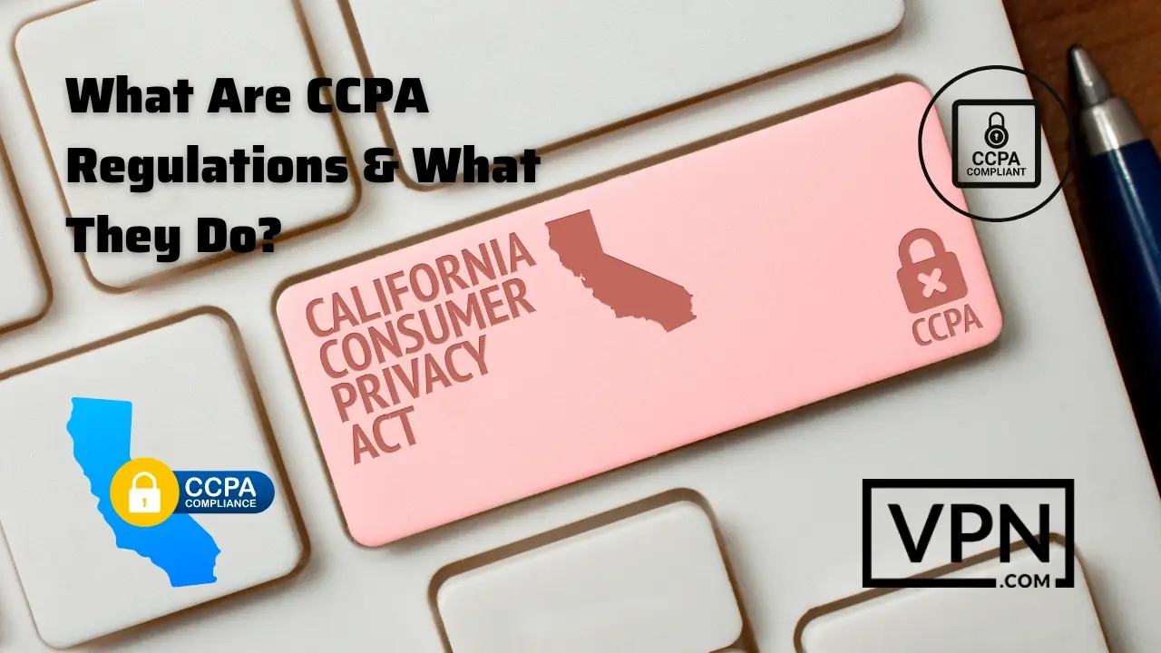 Kaliforniai fogyasztói adatvédelmi törvény billentyűzet gombja a "mik a CCPA rendeletek és mit csinálnak?" szöveggel.