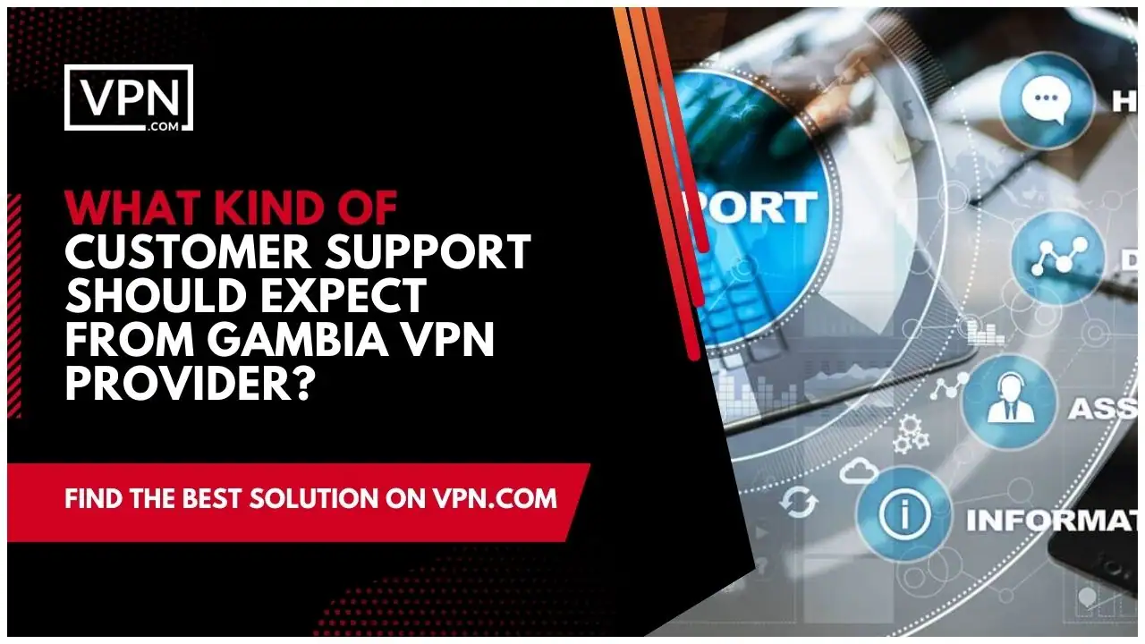 the text in the image shows What Kind Of Customer Support Should Expect From Gambia VPN Provider