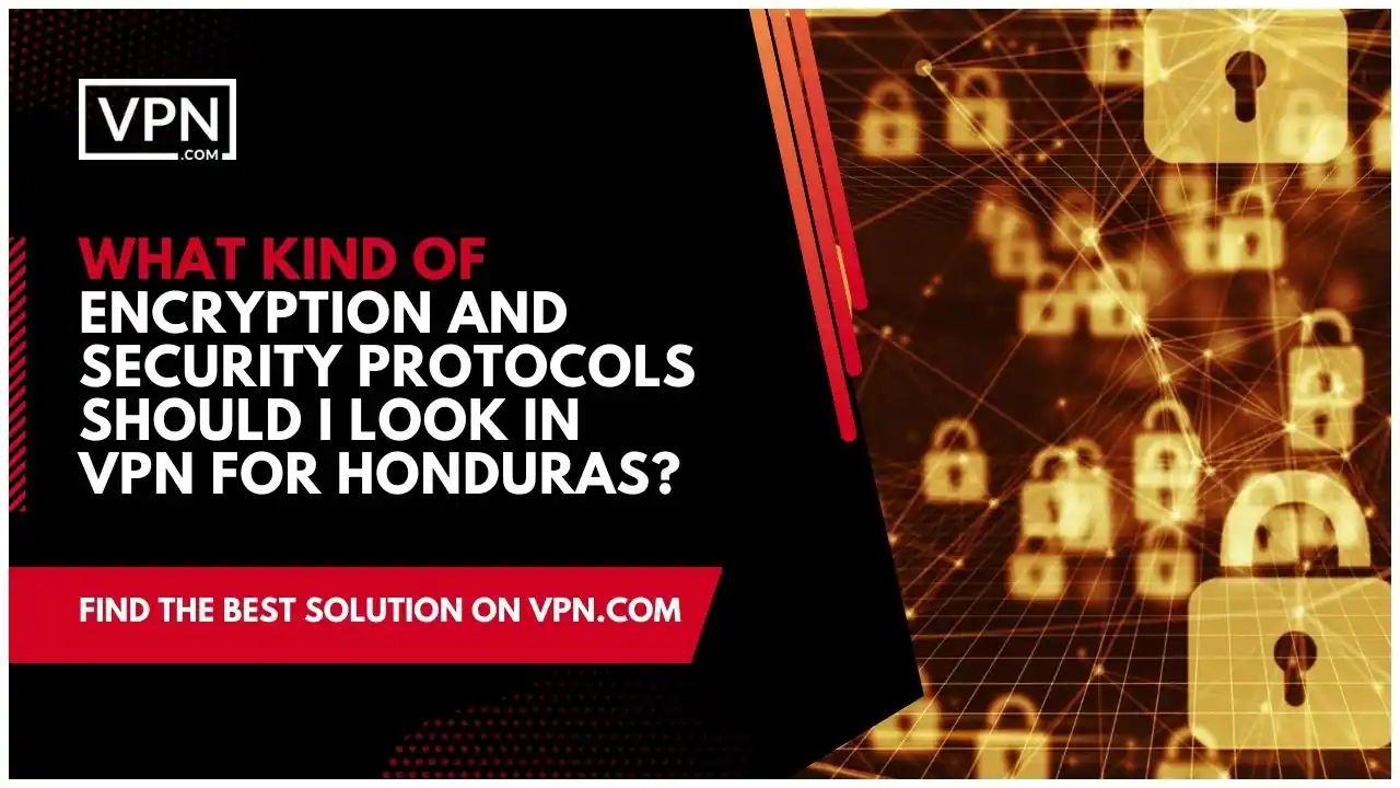 the text in the image shows What Kind Of Encryption And Security Protocols Should I Look In VPN For Honduras