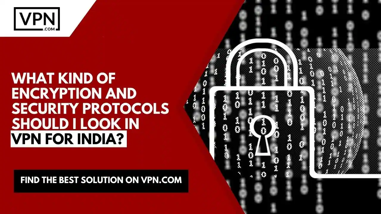 the text in the image shows What Kind Of Encryption And Security Protocols Should I Look In VPN For India