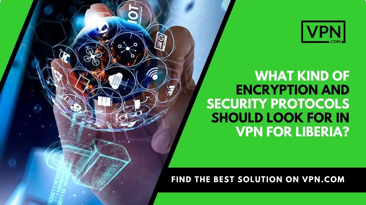 the text in the image shows What Kind Of Encryption And Security Protocols Should Look For In VPN For Liberia