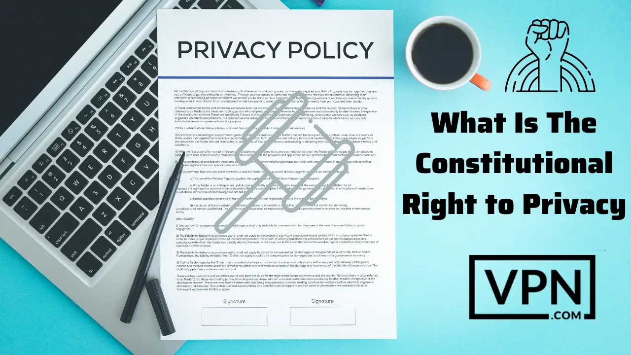 Text in the image showing Rights to privacy with background image of laptop and docment