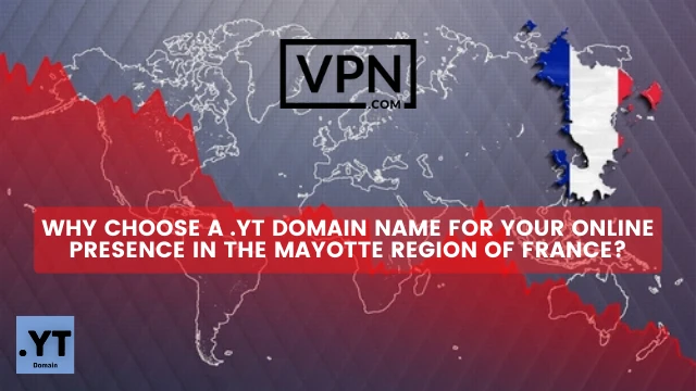 The text says, why choose .yt domain name for your online presence and background shows map