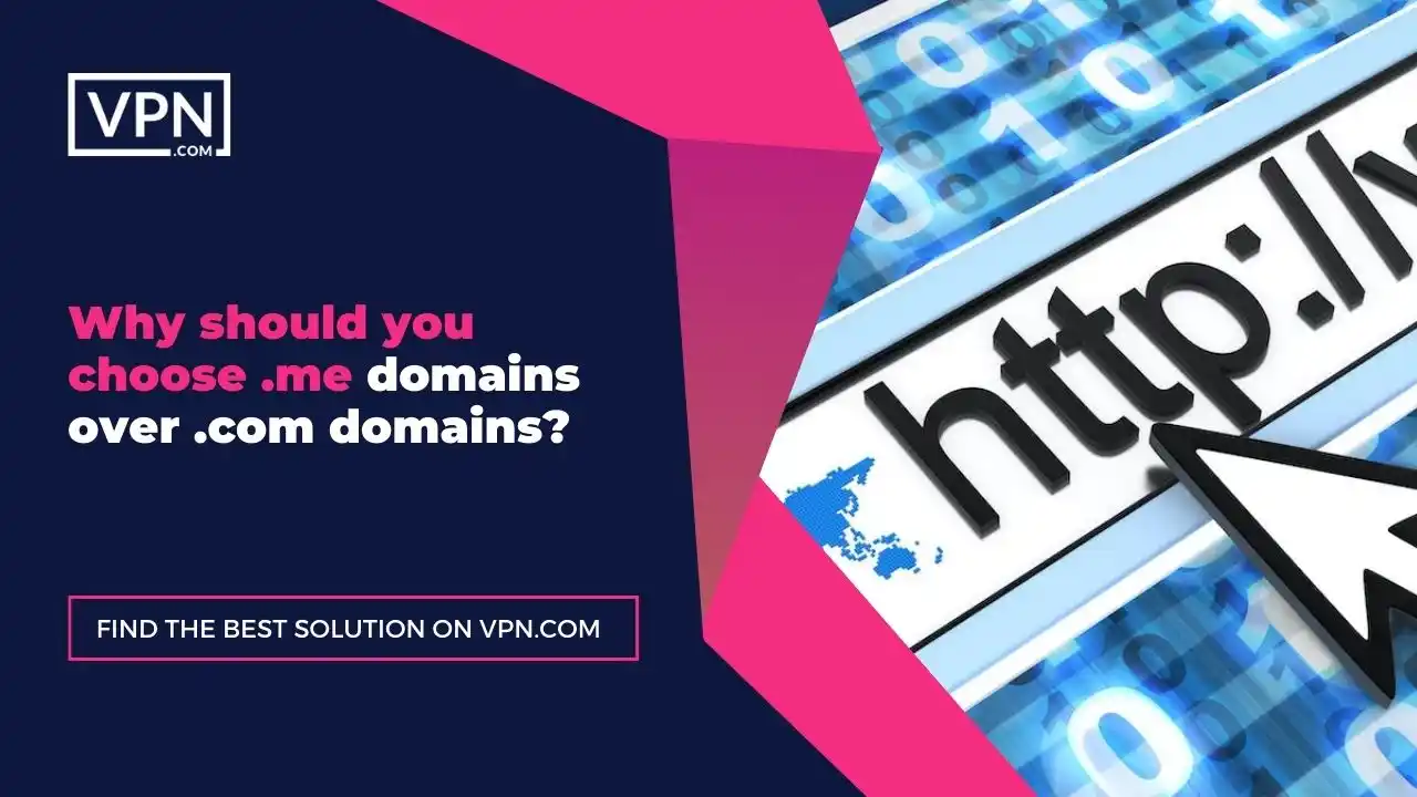 the text in the image shows Why should You Choose .me Domains Over .com Domains