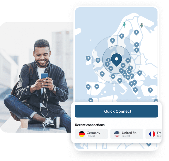 NordVPN user connected to a server in Europe