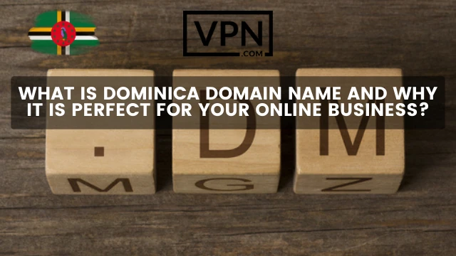 Pildi tekst ütleb, mis on Dominica domeeninimi ja miks see sobib suurepäraselt äri ja pildi taustal on 3 plokki kirjutatud .dm domeeni.