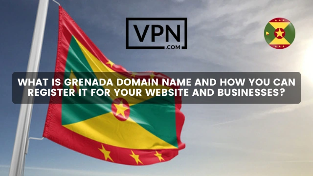 O texto na imagem diz, o que é o nome de domínio .gd e o fundo sugere a bandeira de Granada